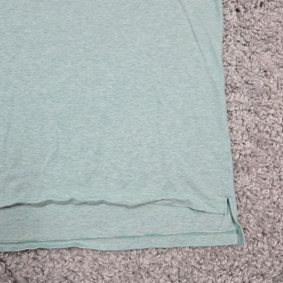 B Draddy Polo Shirt Mens Large Green‎ Striped Short Sleeve Stretch Pima Cotton - Picture 2 of 9